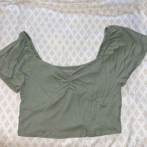 Army green crop top